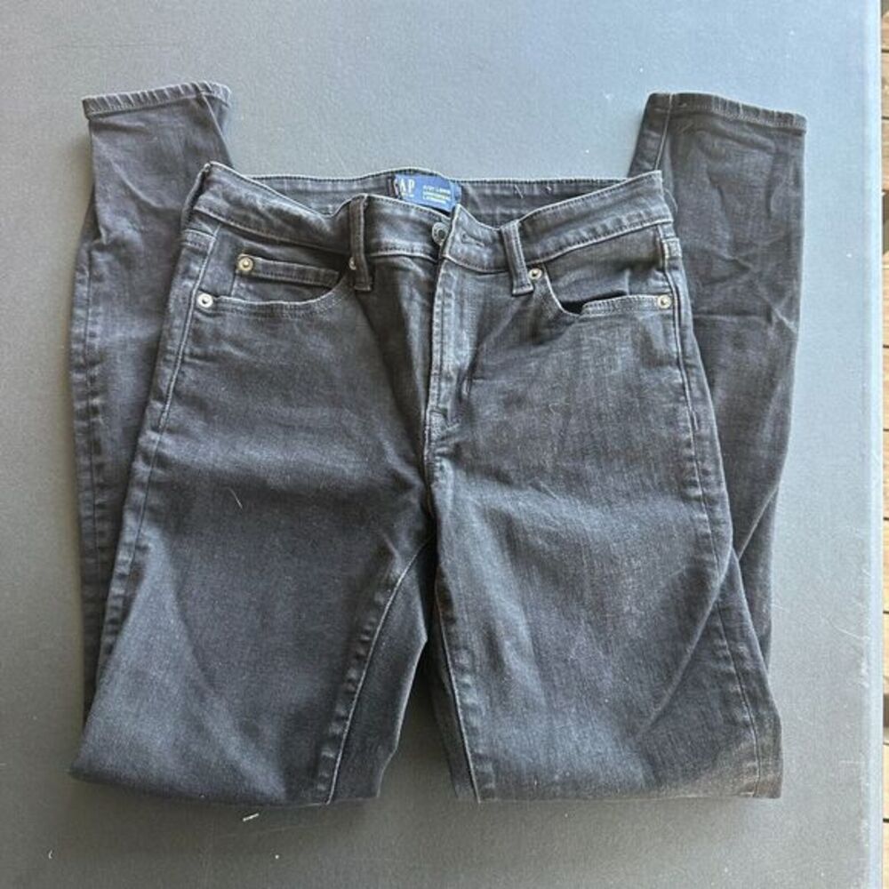 Gap Denim Jeggings Womens 4/27 Long‎ 44 Black Wash Universal Jeans Button Zip